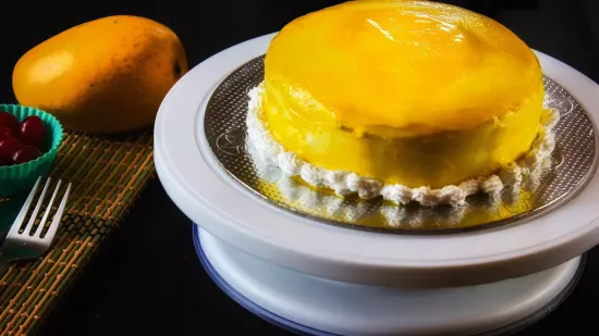 Eggless Mango Cake | No Oven Mango Cake