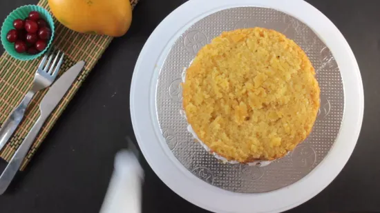 Eggless Mango Cake | No Oven Mango Cake