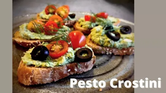Pesto Crostini | Toasted Bread with Pesto